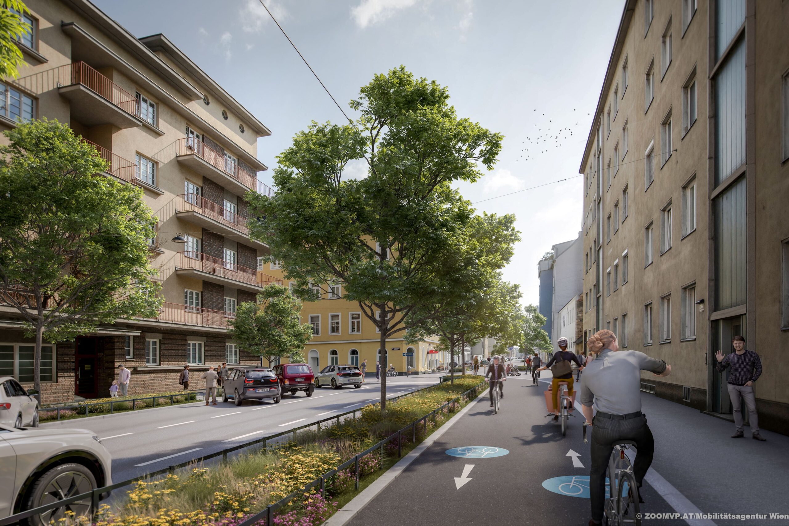 Rendering Radweg Rinnböckstraße