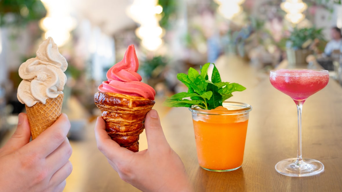 Croissant-Eis und Garten Slushy in der Burggasse