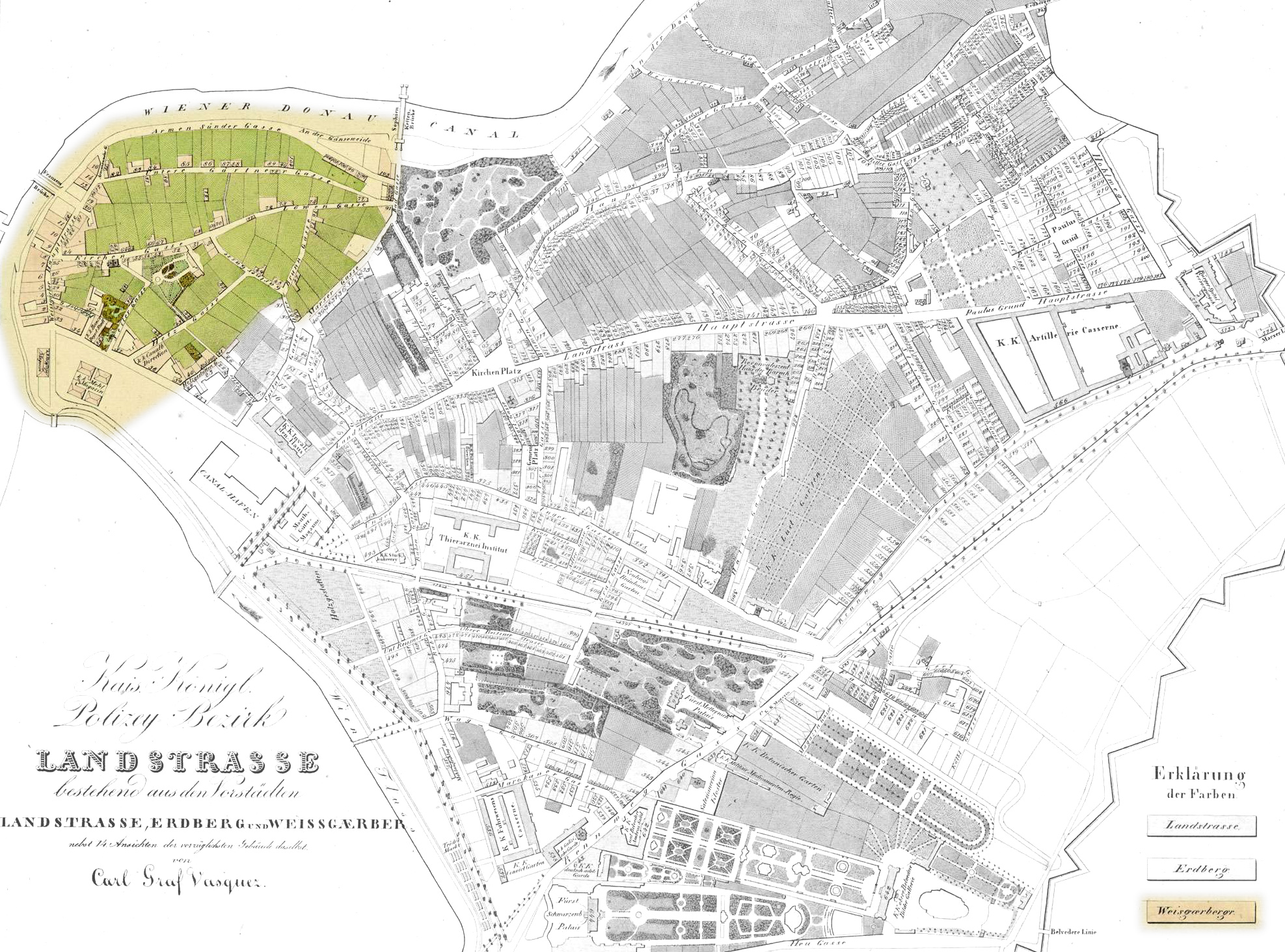 Wien Karte Weißgerberviertel um 1830